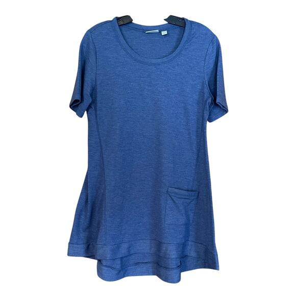 LOGO Lounge Lori Goldstein Blue Size Small Terry Short Sleeve Tunic Top Pocket - Picture 8 of 8